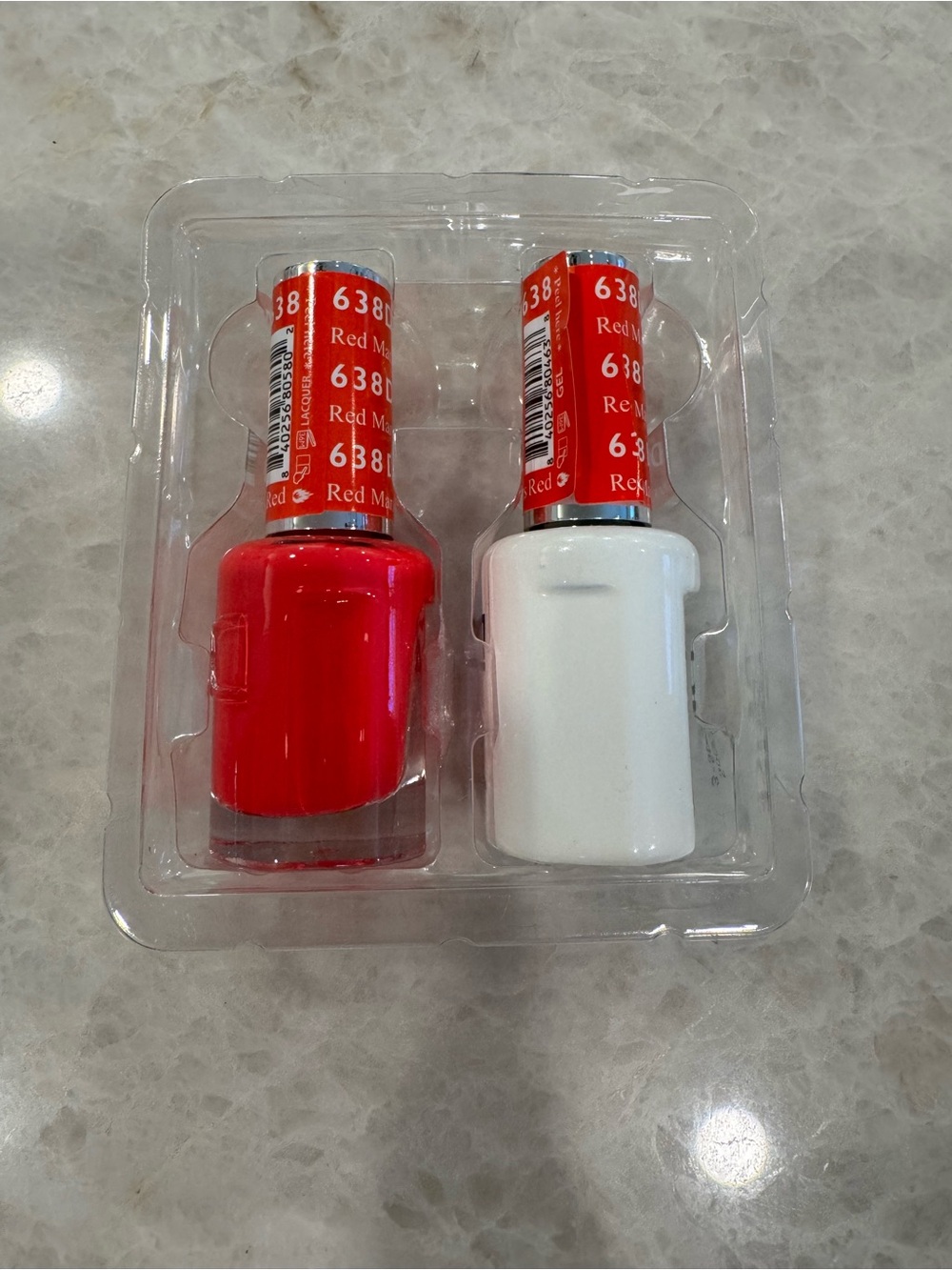 Red & White Nail Polish Duo - Vibrant Red Gel polish & one bottle sane color reg